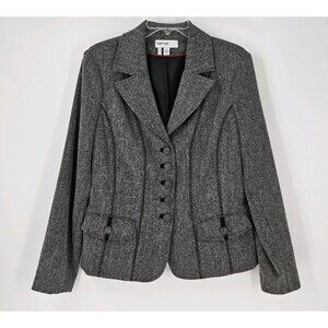Lana Lee Sz 10 Heathered Gray Blazer w/Black Accent Stitching Back Lace Detail